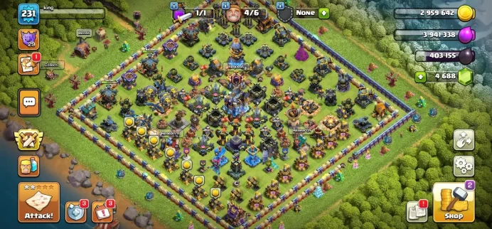 TH 17 Max, 13 Equipment Epic 2 Lv 27, 4700 Gem, 12 Hero Skin, Defense Max, Builder Hall Full Max, Magic Items, Lifetime Warranty