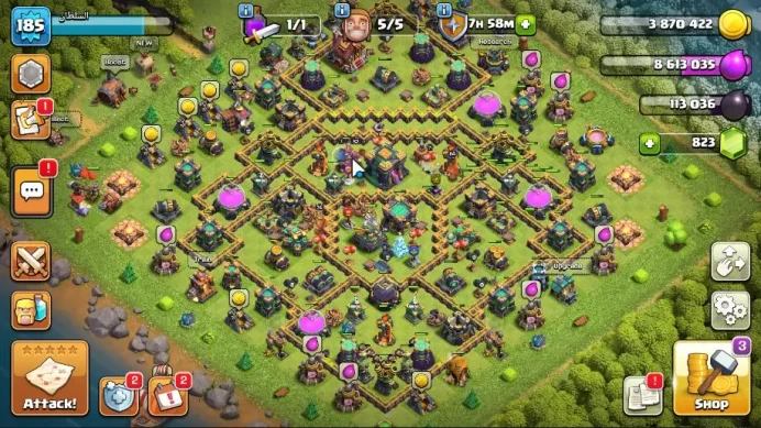 TH 14 MAX - BH 8|LV 185|Limited Skin Hero|HH 8|BK 74,AQ 84,GW 52,MP 44,RC 26|Gems 823|CN OFF|Protect OFF|TAKE MAIL(COC1739)