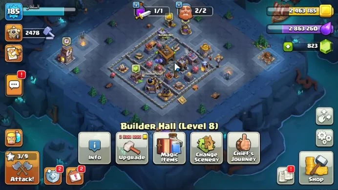 TH 14 MAX - BH 8|LV 185|Limited Skin Hero|HH 8|BK 74,AQ 84,GW 52,MP 44,RC 26|Gems 823|CN OFF|Protect OFF|TAKE MAIL(COC1739)