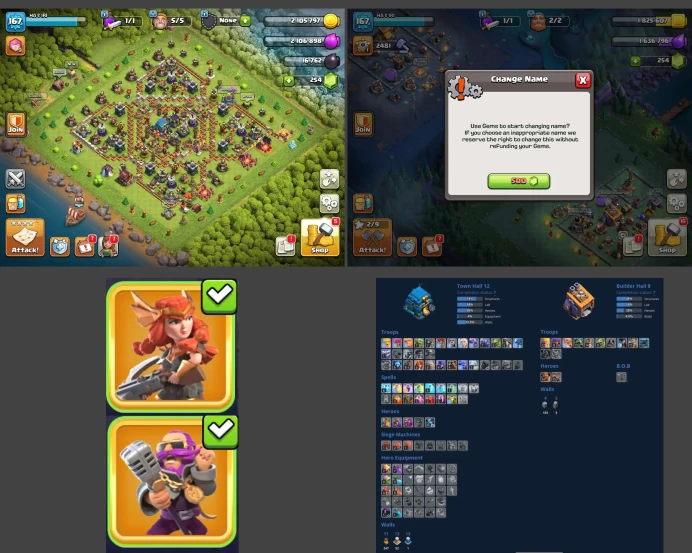 ■TH:12 (+50%) ■Heroes: K45 Q54 P30 W25 ■Skins:2 ■BH:8 ■Full Access ■Instant Delivery ■A305