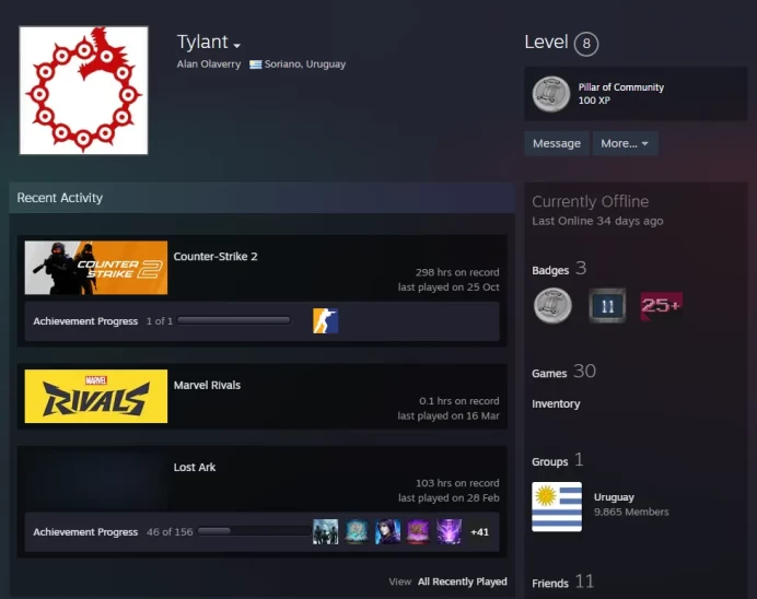 30Game-CS2 Prime 298 hours+4Medals(2019 Service Medal/Loyalty Badge/5 Year Veteran Coin/Global Offensive Badge)