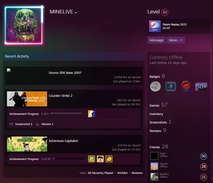 57Game-CS2 Prime 243 hours+4Medals(Loyalty Badge/Premier Season One Medal/5 Year Veteran Coin/Global Offensive Badge)