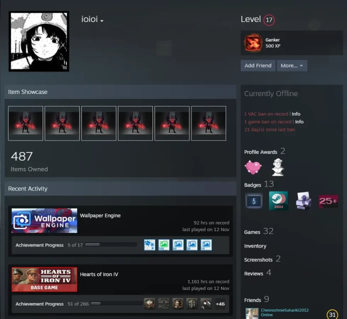 32Game-CS2 Prime 414 hours+3Medals(10 Year Birthday Coin/2023 Service Medal/Global Offensive Badge)