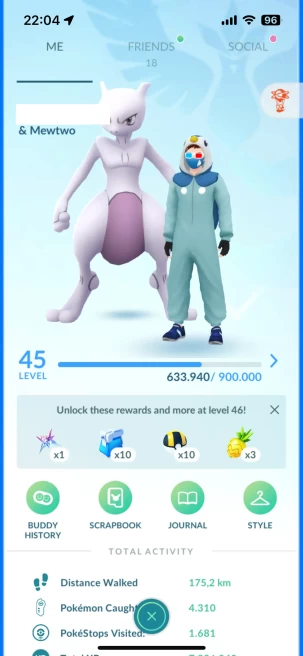 Account 2019, Level 45, 13 Shiny, 14 Legend, 1 IV 100
