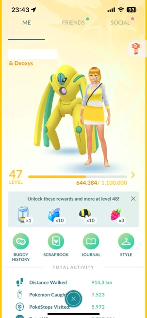 Level 47, 32 Shiny, 10 Legend, 9 Mythical, 4 IV 100, 1 Shiny Mythical, 1 Shadow Legend