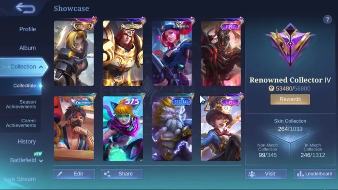 Hero 130 Skin 264|KOf Karina,CC Natalia,2Saber,2Myth,2Dt,3Blazing,1Venom Gs,9Epic,Etc|TakeEmail|CheckSS(MLBB1797