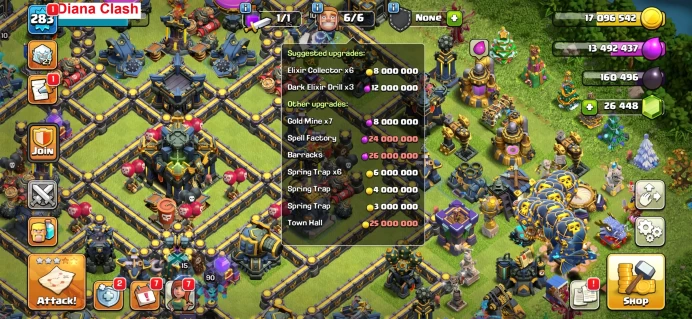%10% Off-TH18-XP283- 2015 Christmas Tree - 25K Gems- 1 Max Apprentice Builder - 29k Legendary Loot - 751 League Medals-Lifetime Guarantee