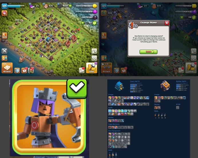 ■TH:12 (64%) (GemValue:$3245) ■Heroes: K43 Q61 P30 W23 ■Skins:1 ■SW:1419 ■BH:9 ■Full Access ■Instant Delivery ■A370 ____________________________