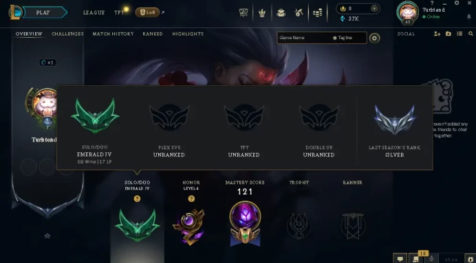 EUW / EMERALD 4  / 60 Champ / 7 Good Skins(3 Epic) / 37K BE / HONOR 4 / S14 ACC / FULL ACCES / HANDMADE / LIFETIME WARRANTY / CHEAP