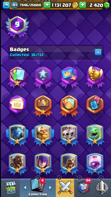 41 lvl/8000+ Trophy/TK 13/117 Card/15lvl card 1/14lvl card 4/5 Evolved/19 Emote/9 Years old/ mssh1428