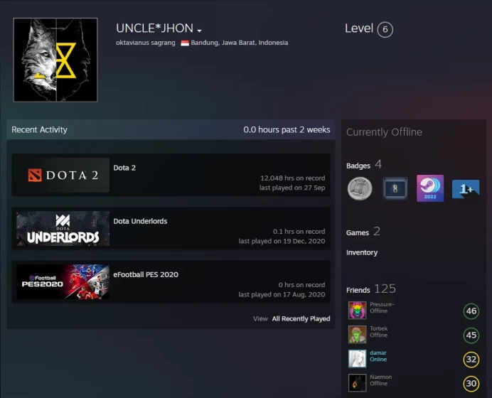 Dota 2 12048 hours-previous rank Guardian 4 (1335MMR)9830 behavior