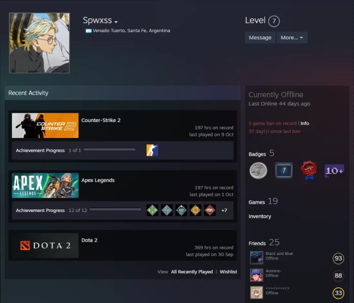 19Game-Dota 2 369 hours-previous rank Crusader 5 (2273MMR)1026 behavior
