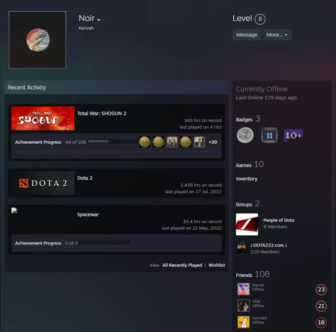 Dota 2 1439 hours - last game July 17, 2022 - previous rank Guardian 5 (1463MMR) behavior 10000