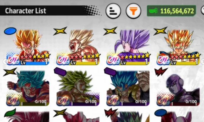 LVL178. 46000CRYSTALS+ 10star ul super saiyan goku yellow+8star beast gohan+10star vegito+10star gogeta + 23LF