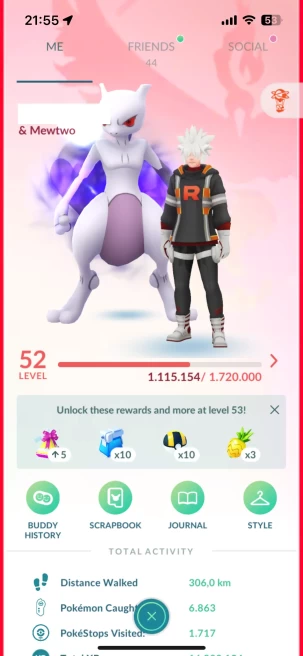 Level 52, 1 Ultra Beasts IV100, 50 Shiny, 85 Legend, 20 IV 100, 6 Shiny Legend, 4 Shadow Legend