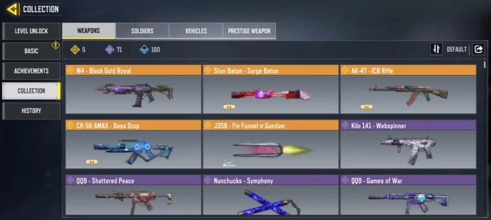 legend gun 5 | LVL 373 | Epic Guns 71 | character Epics 16 | C: 23k | code 6189 | Saved:Activision