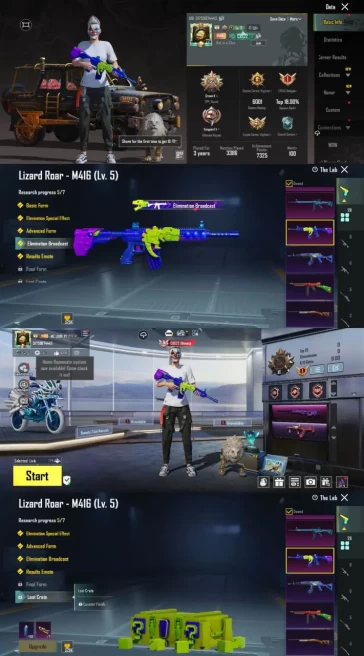 iOS Android - Level 72 - M416 Lizard Level 5 - 28 Upgrade Gun - Mytich Skin High - +10 Kill Massage - Code773