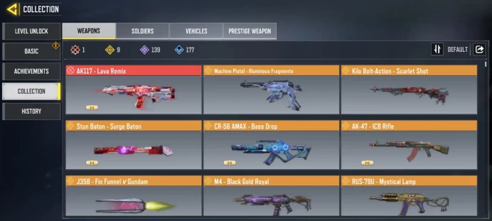 mythic gun 1 | legend gun 9 | LVL 175 | Epic Guns 139 | character Epics 63 | C: 11k | code 6194 | Saved:Activision