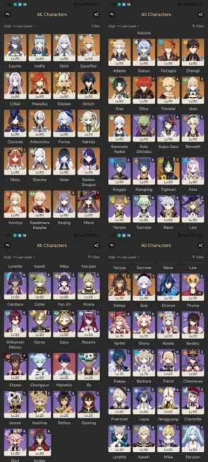 Rarest -All Platform - EU - AR60 - 78 Charcter+32 5'Star - 25 Weapons 5'Stra - Nilou C1 - Keqing C5 - Mona C1 - Jean C3 - Tighnari C3 - Diluc C1