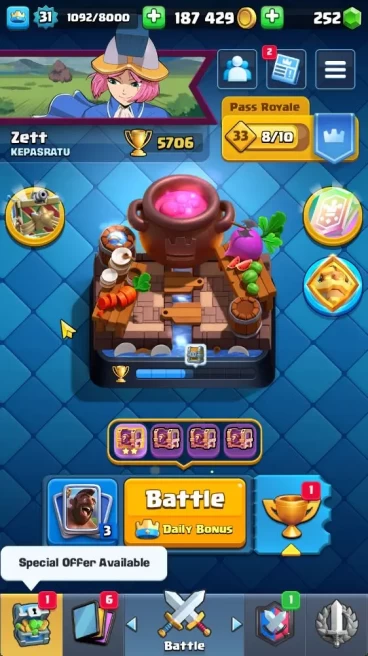 Lvl 31|Trophy 5706|Limited Skin|KTL 11|Card 117|1 Hero,2 EVO,1 Champ,15 Legend,32 Epic,30 Rare,29 Common|TakeEmail(CR957)