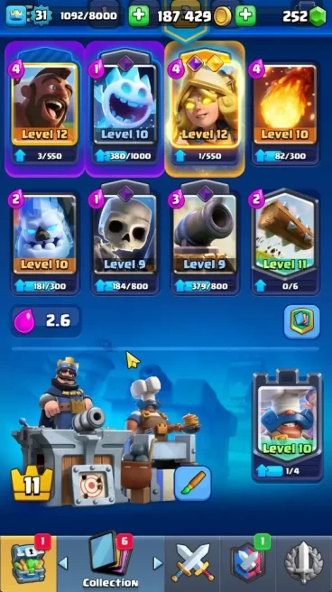 Lvl 31|Trophy 5706|Limited Skin|KTL 11|Card 117|1 Hero,2 EVO,1 Champ,15 Legend,32 Epic,30 Rare,29 Common|TakeEmail(CR957)
