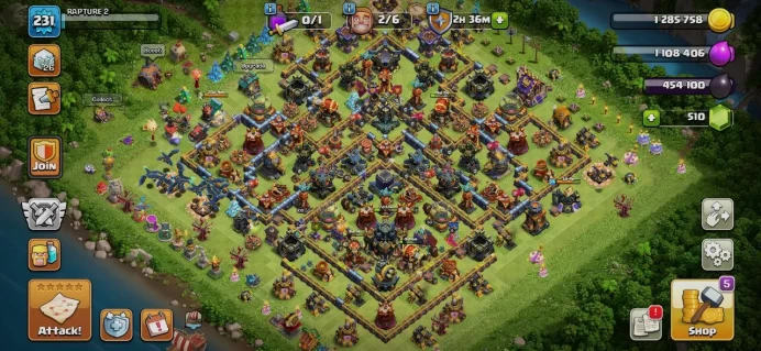 TH 17 Full Max, 5 Equipment Epic, Defense Max, Hero Max, 5 Hero Skin, Wall High Level, Magic Items