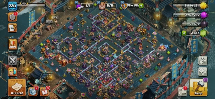 TH 15 Full Max, 7 Equipment Epic, 9 Hero Skin, Builder Hall Full Max, 2850 Gem, 1 Map Skin, Defense Max, Wall Max, Hero Max, Magic Items