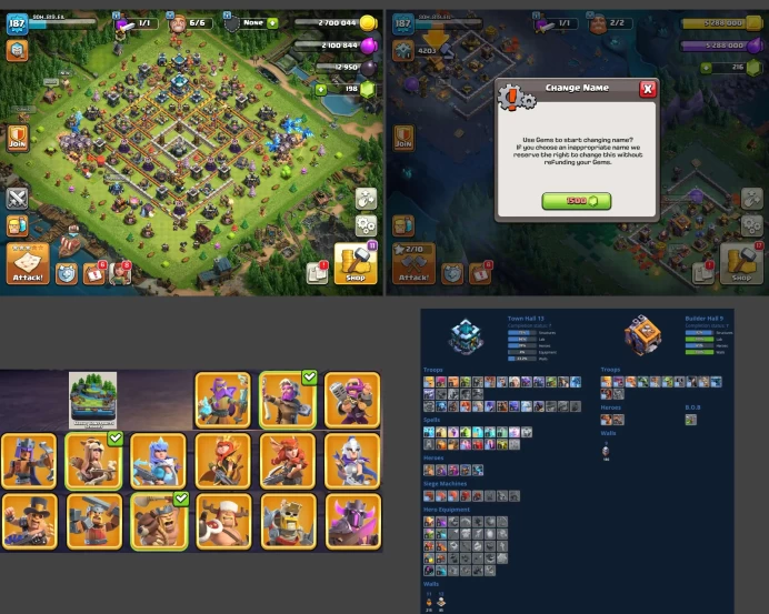 ■TH:13 (+50%) ■Heroes: K48 Q52 P40 W31 C15 ■Skins:16 SW:1646 ■BH:max9 ■Full Access ■Instant Delivery ■A469