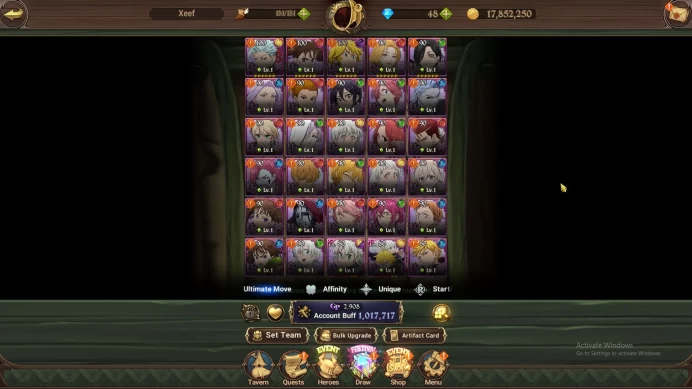 Global | 1M CC,CH 4 | Starter | 4 UR | Tristan, EliMeli, Lancelot,Escanor | Code Only | (SDS2771)