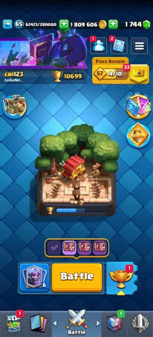 [Code 8174] Level 65 + Th15 with Status Dragon / 7 Cards level 16 + 36 Skins Towers / Pass Royal Update + 1 Pass Inventary / Rare Account