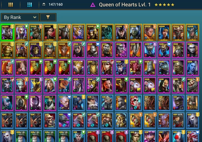  Starter. Queen of hearts. 19 legendary. 3700 Gems
