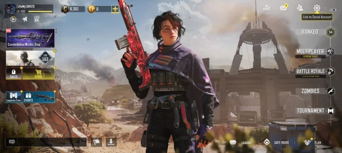 mythic gun 1 | legend gun 9 | LVL 400 | Epic Guns 149 | character Epics 42 | C: 6k | code 6206 | Saved:Activision