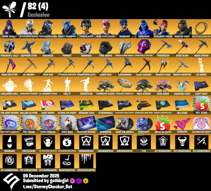 334 Skins | Alpha Tester 8 Banner (39 Owners) | Celebration Heart Emoticon (1500 Owners) | Dark Skully | Twitch Prime |