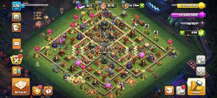 [Code 8206] Th17 XP 226 / Goodd Wall + 2 Scenery / Skins Legendary + Good Heros / Very Cheap