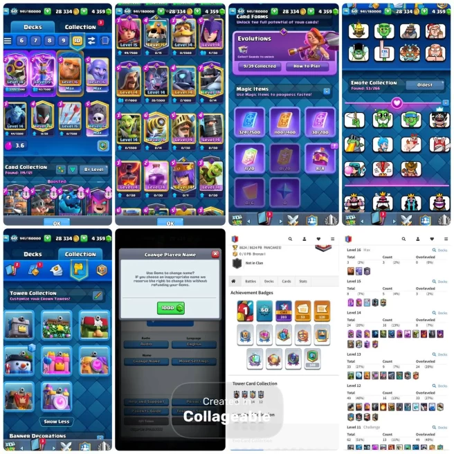 KT 16 - LvL 60 - 3x(16) - 8x(15) - 24x(14) - GiantGrave Deck Max - 4K Gems - 7 Skins - Nc 1K