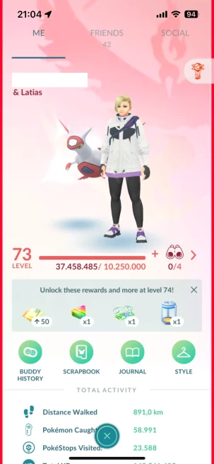 Level 73, 1 Legend IV100, 241 Shiny, 80 Legend, 67 IV 100, 5 Shiny Legend, 15 Shadow Legend