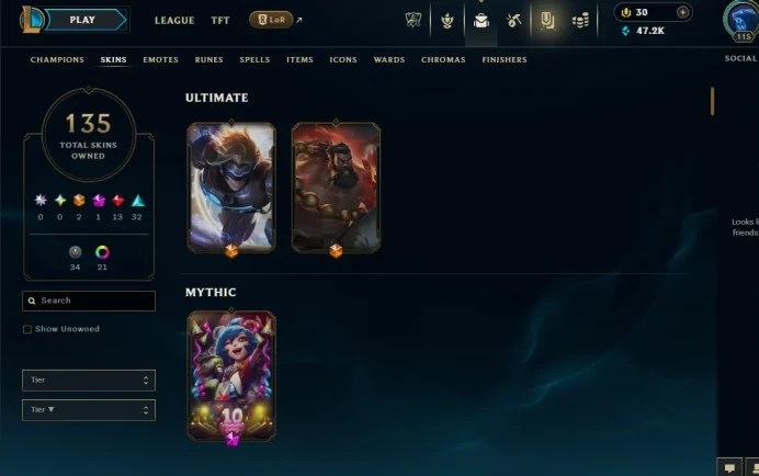 EUW EMAIL CHANGEABLE ALL CHAMPIONS 47KBE 135 SKINS EMERALD 4 HONOR 5 Victorious: ANIVIA FIORA TWISTED FATE