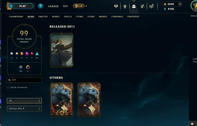 mail changeable 147 CHAMPIONS 99 SKINS 2249RP UFO Corki Judgment Kayle Urf the Manatee 51 lttle legends CHIBI MF SEASON 1 SILVER LST PLAY 2024