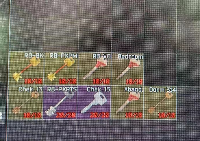 PVP-Cheap 9 keys pack - Dorm Room 314 Marked +RB-PKPTS+RB-BK+RB-VO+RB-PKPM+ abandoned factory key +chek.13+chek 15