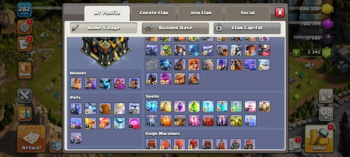 TH 17 RARE LVL 282 | MAX EQUIPMENT | 3284 WAR STARS | FREE NAME | 14 EXCLUSIVE SKINS WAR STARS MAGIC ITEMS EQUIPMENT EPIC HERO SKIN GEMS