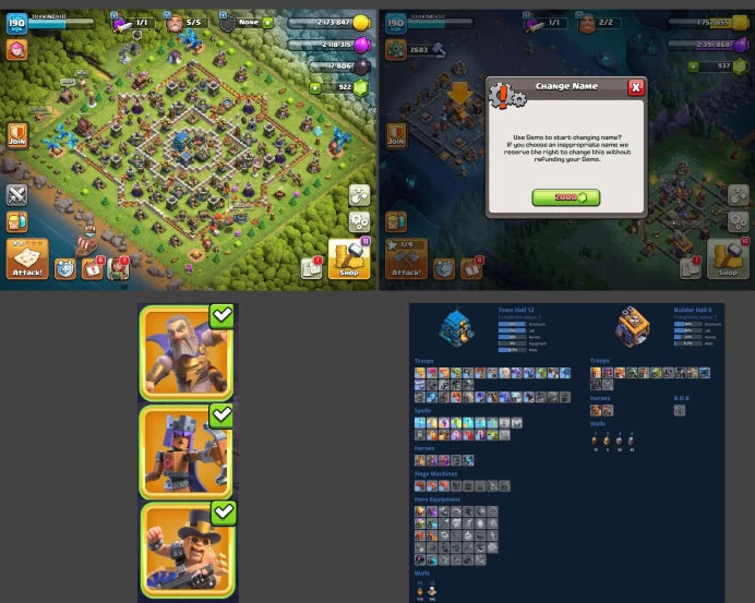 ■TH:12 (+70%) ■Heroes: K44 Q61 P30 W30 ■Skins:3 ■SW:1046 ■BH:8 ■Full Access ■Instant Delivery ■A478