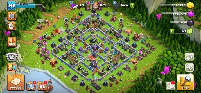 Th15 full max, Defense high level, Wall high level, 5 Hero skin, Magic item, Hero high level