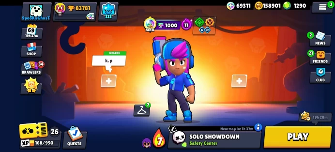 [Code 8274] Level 382 / 83k Trophy + All Brawl star Max 97/97 / 1290 Gems + 286 Skins / Very Rare