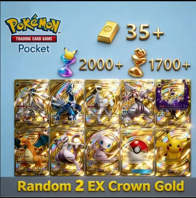[Global] Random Crown Card ×2 | 35 Poke Gold | 2000 Pack Hourglass | 1700 Miracle Hourglass  | 1 Random Reality Card