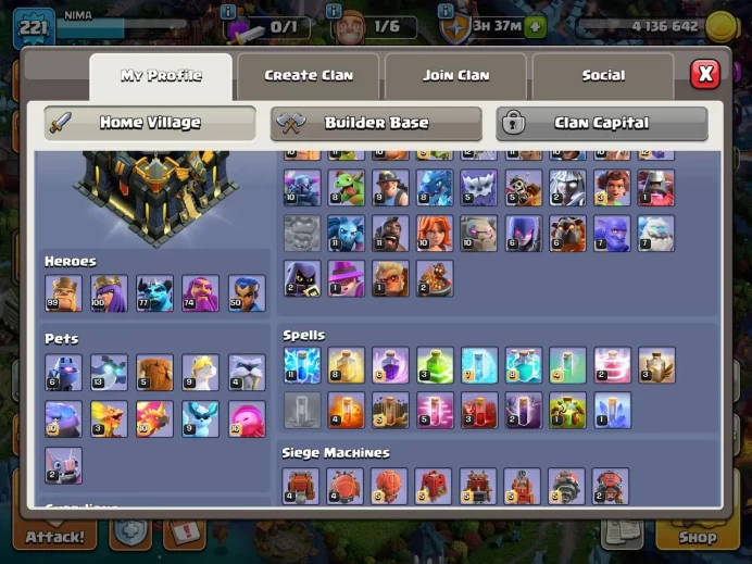 Black Friday store (F48 ) Th 17 max/Hero (100.100.77.75.50) wall 17.18/ Defend max/ level 221/ 1 skin map/Free change name /Lifetime warranty
