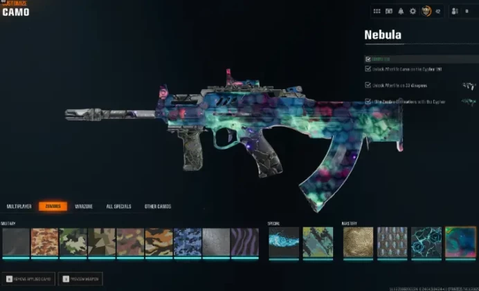 NEBULA DARK MATTER PRESTIGE MASTER HANDMADE / SMURF 17 OPERATOR BO6 / WZ4 Meta Guns FULL ACCESS XBOX / PSN / PC ACTIVISION