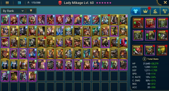 . 5.8M POWER. 3Mythical. Lady Mikage+Embrys the Anomaly+Acrizia+Gnut+Odin+Queen+Senna Amberheart