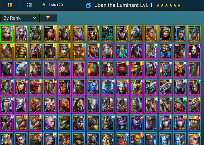 Starter. Mythical Joan the luminant. 18 Legendary. 5800 Gems