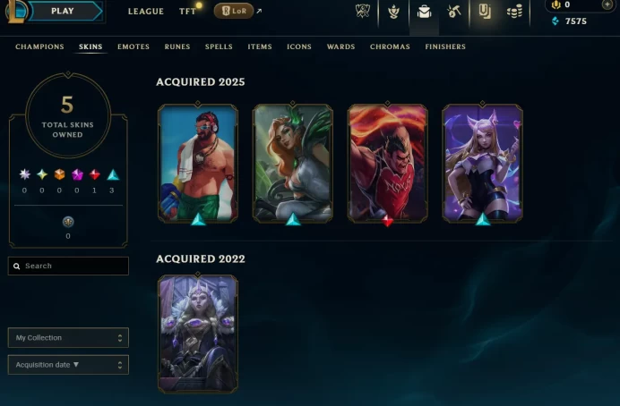 [EUW] Season 15 | Platinum 4 %88 WR | 5 Skins | 7.5K BE | Honor 1 | 61 Champs | CHANGEABLE E-MAIL Wins: 29 Losses: 4