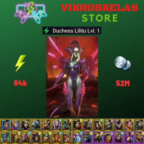Starter acc with Lilitu : 84k energy / 52 mln coins / Jingwon, Arix, Ninja + 19 Login Legendaries / Skullcrown, Ursala